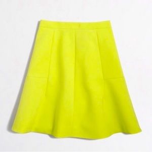 NWT J. CREW Factory Neon Yellow Flare Skirt